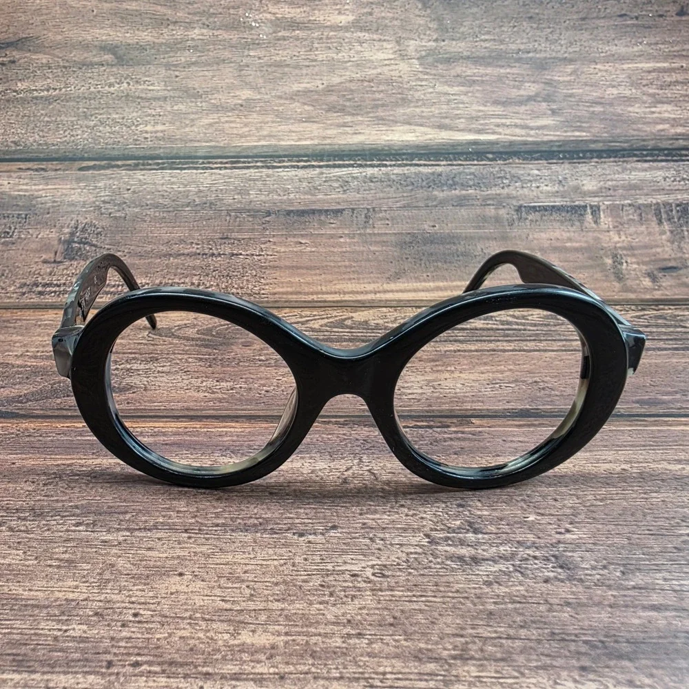 Isson Australia Allie BPM Black Grey Marble Round Eyeglass Frames 48-21-135